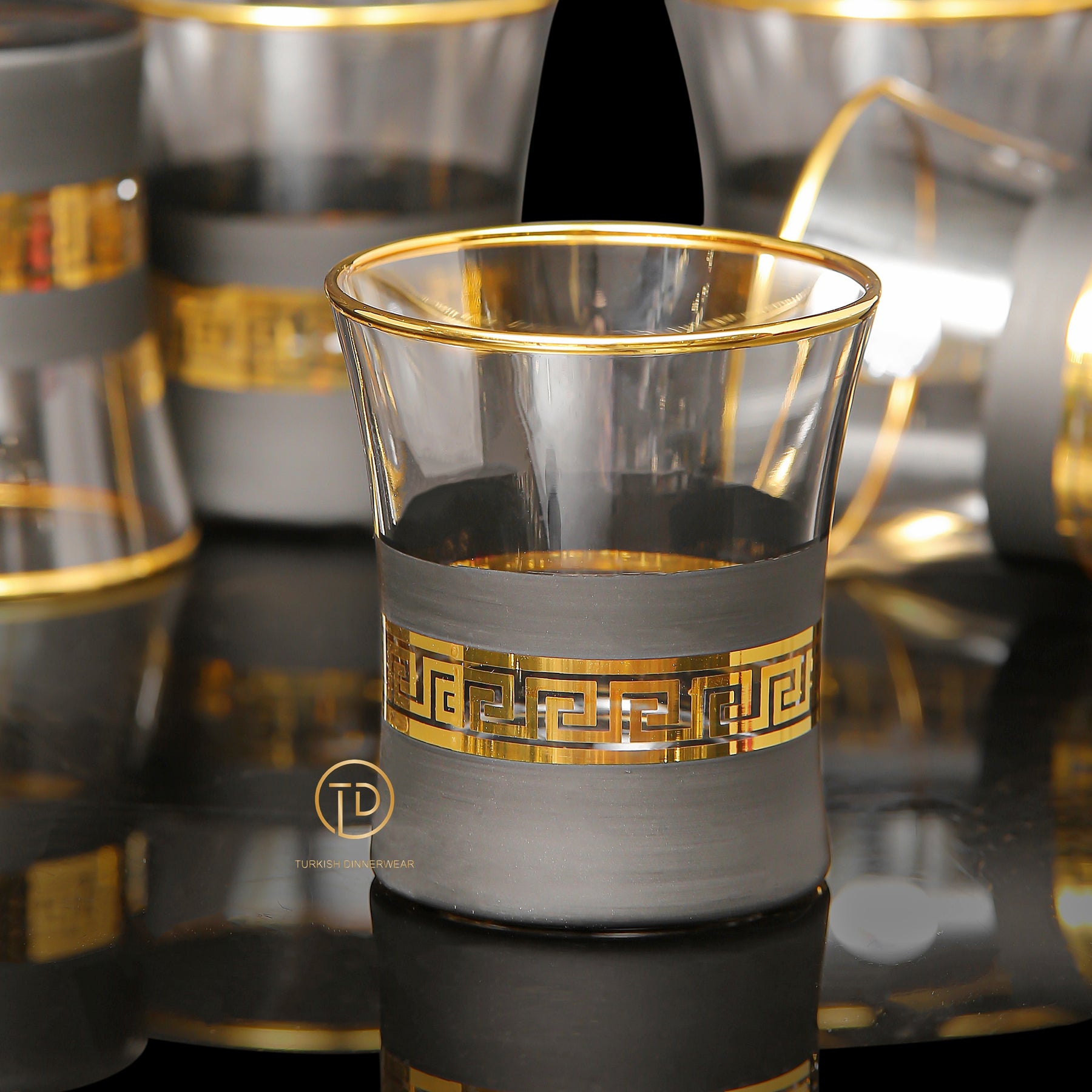 gold rim 7pcs water glass set